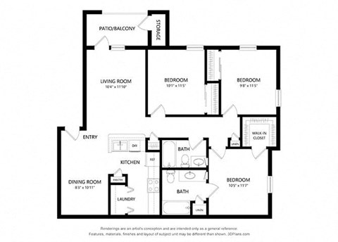 Franklin Park_3 Bedroom Floor Plan